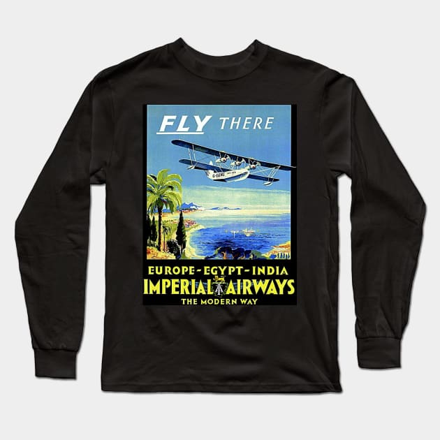 Imperial airways Vintage Travel and Tourism Advertising Print Long Sleeve T-Shirt by posterbobs